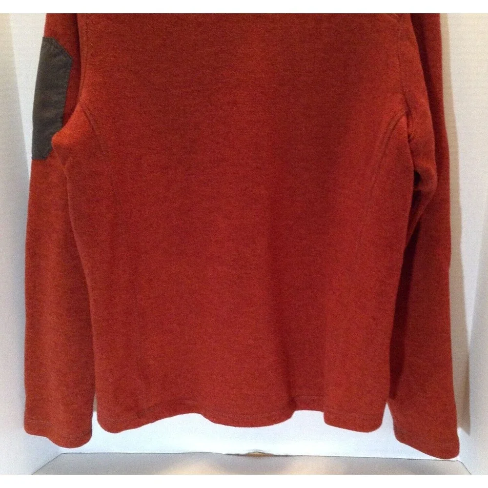 Eddie Bauer Sweater Men M Burnt Orange 1/4 Zip Pullover Fleece Lined Arm Patch